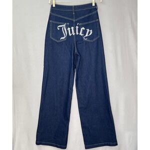 Juicy Couture Jeans 7/28 "Lunita" Y2K High Rise Wide Leg Relaxed Bling Logo‎